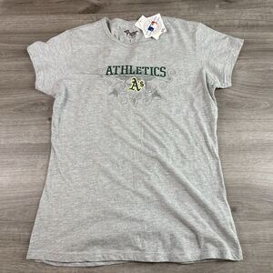 G-III 4Her by Carl Banks Oakland A’s Athletics Gray T Shirt Sz Large Rhinestone